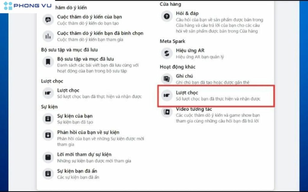 Chọn vào phần Lượt chọc