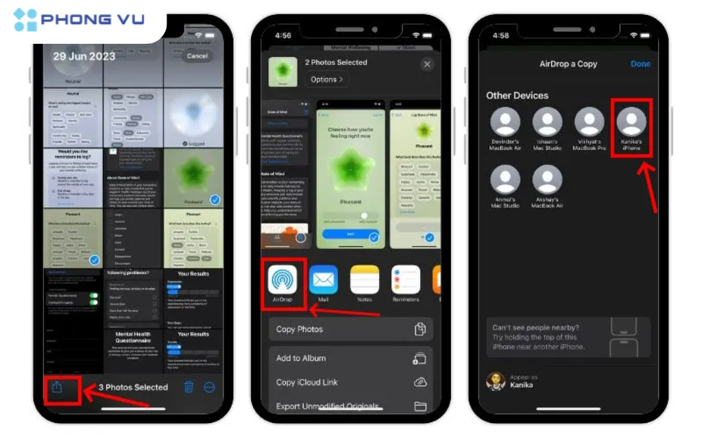 chọn ảnh, tệp, ứng dụng hoặc danh bạ mà bạn muốn chuyển từ iPhone sang iPhone