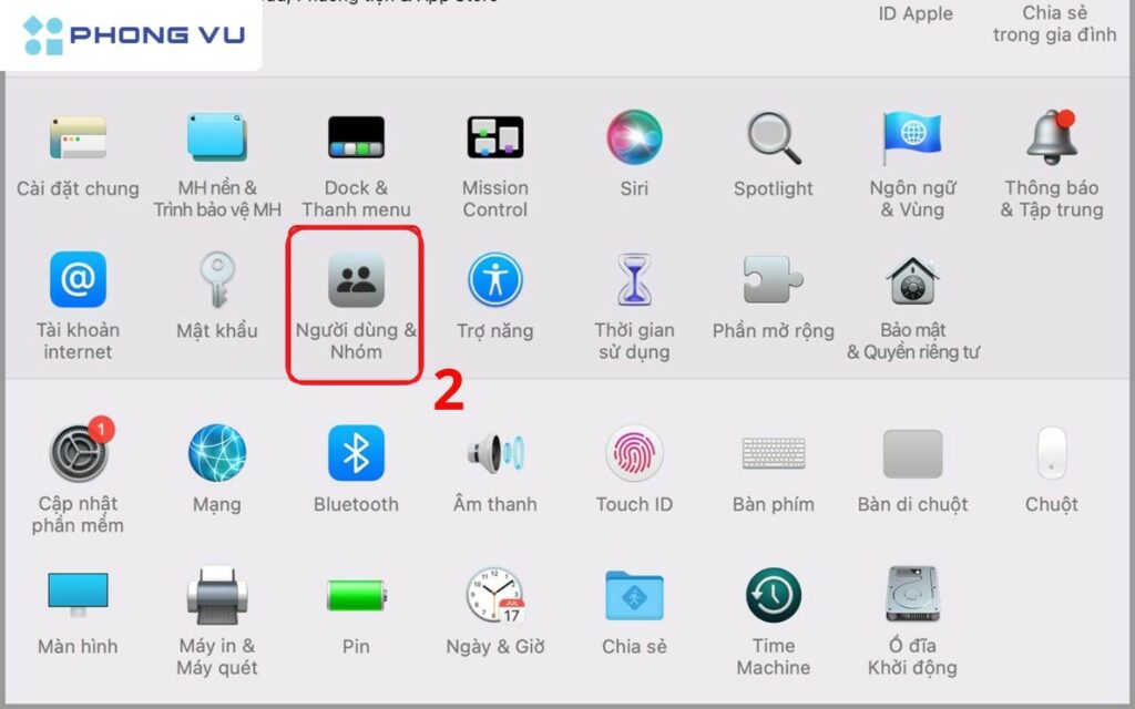 Chọn Users & Groups (Người dùng & Nhóm)