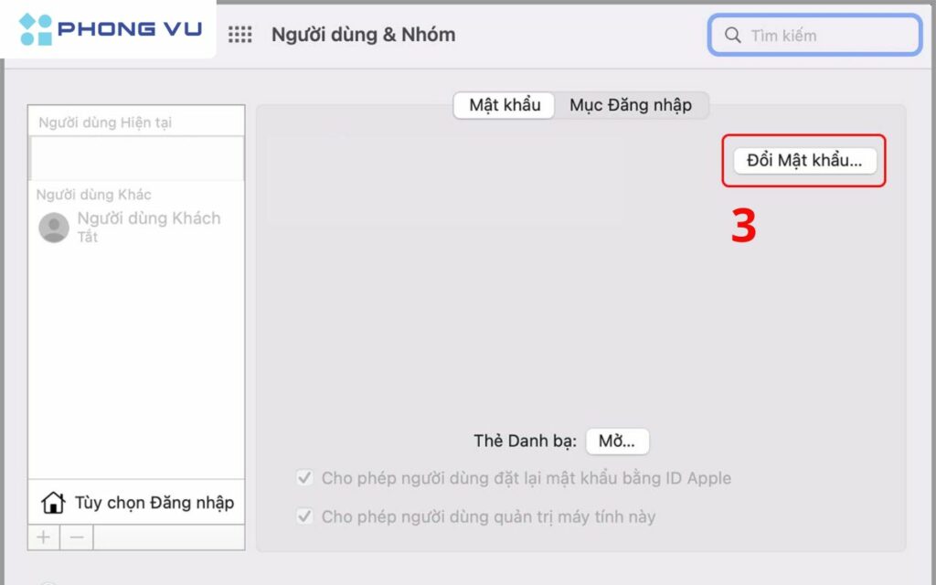 Nhấn Change Password