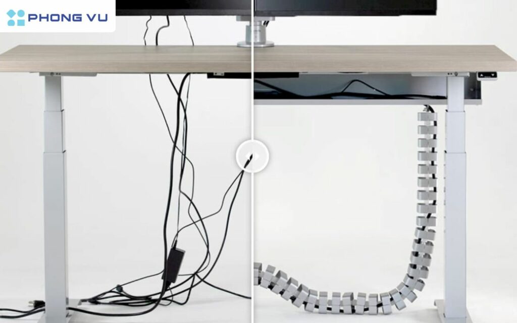 Dùng dây cuốn chuyên dụng để giấu dây làm gọn bàn làm việc