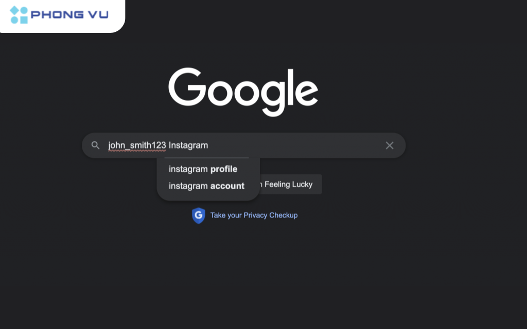 Sao chép tên tài khoản Instagram riêng tư và dán vào Google Image