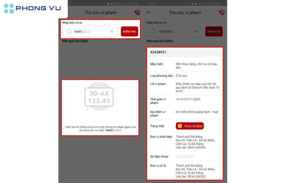 Ứng dụng sẽ xử lý dữ liệu và hiển thị kết quả.
