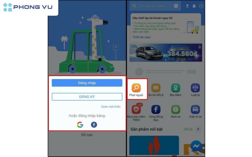 Đăng nhập vào tài khoản.