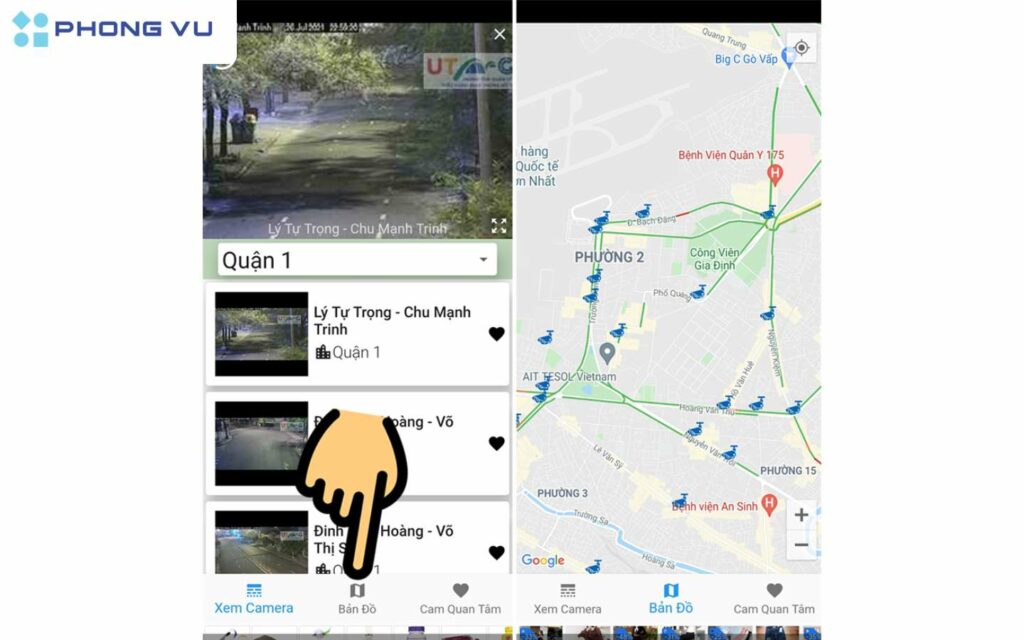 Nhấn vào mục Bản đồ trên ứng dụng.