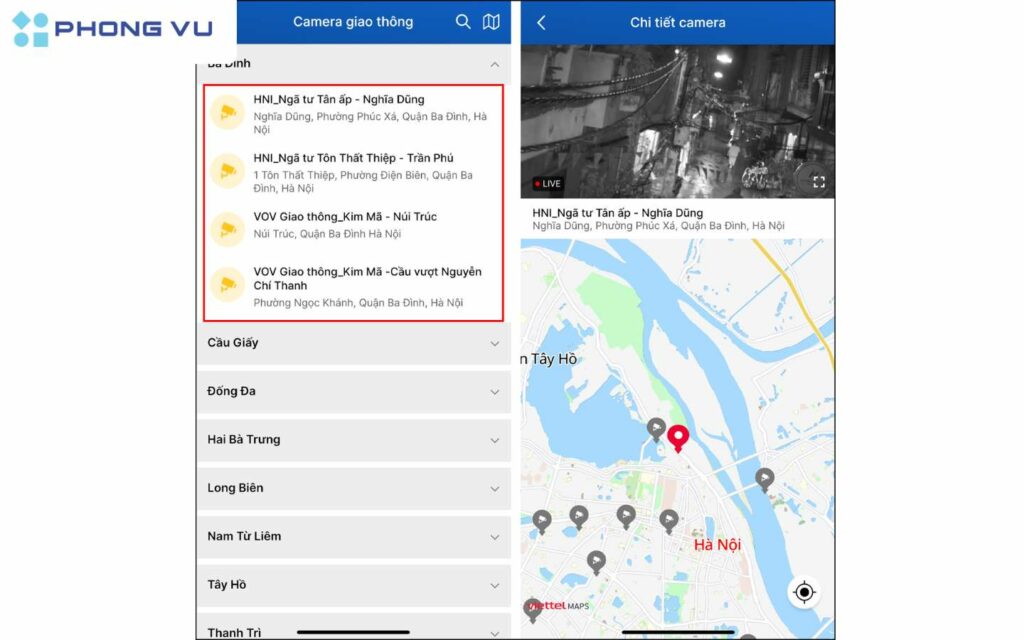  Chọn địa điểm cụ thể bạn muốn xem camera giao thông.