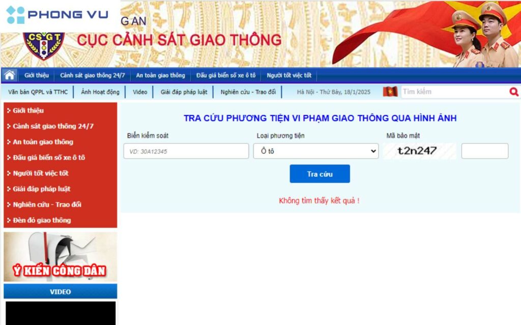 Truy cập vào website tra cứu phạt nguội xe máy.