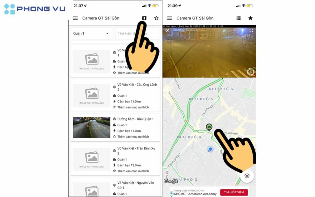 Nhấn vào biểu tượng bản đồ.