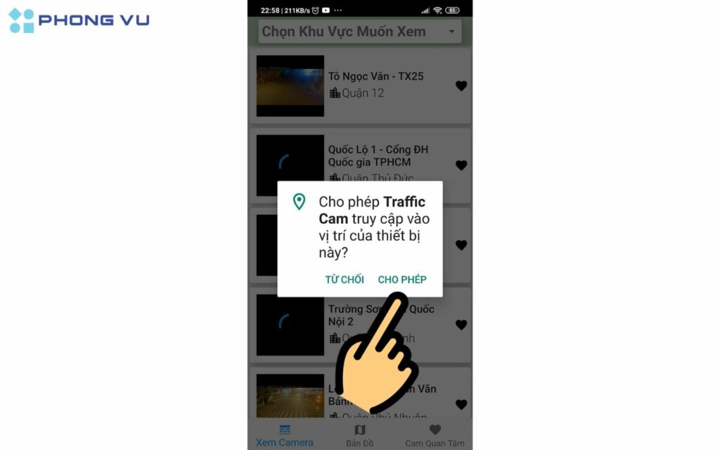  Nhấn Cho phép ứng dụng truy cập vào vị trí của thiết bị.