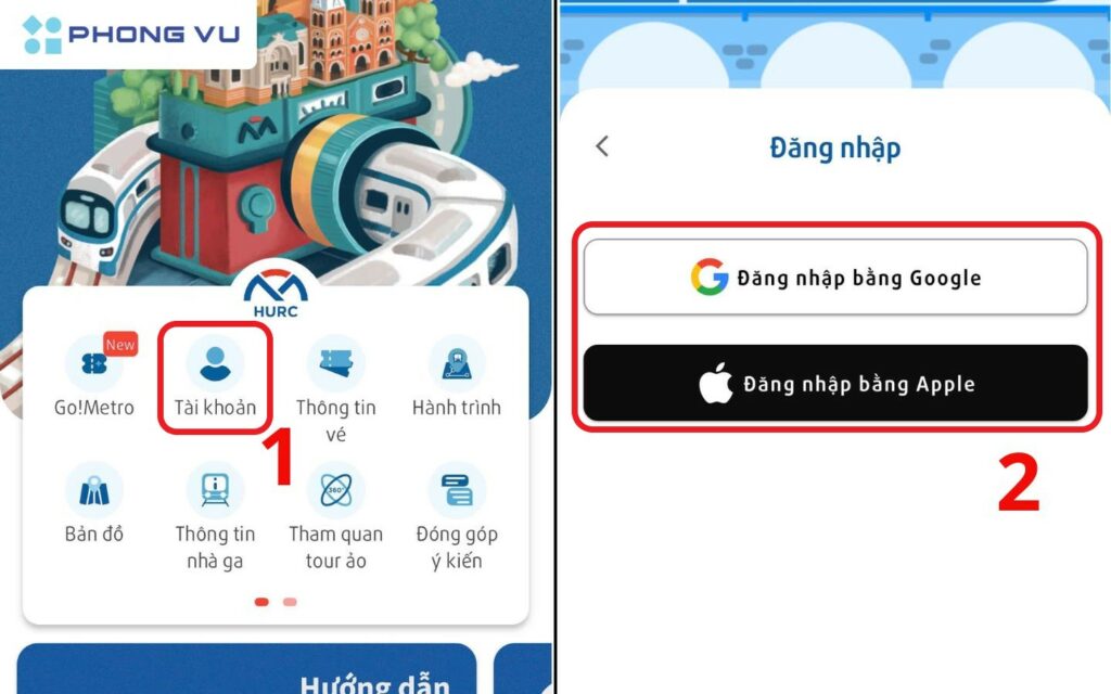 Tại màn hình chính, chọn Tài khoản