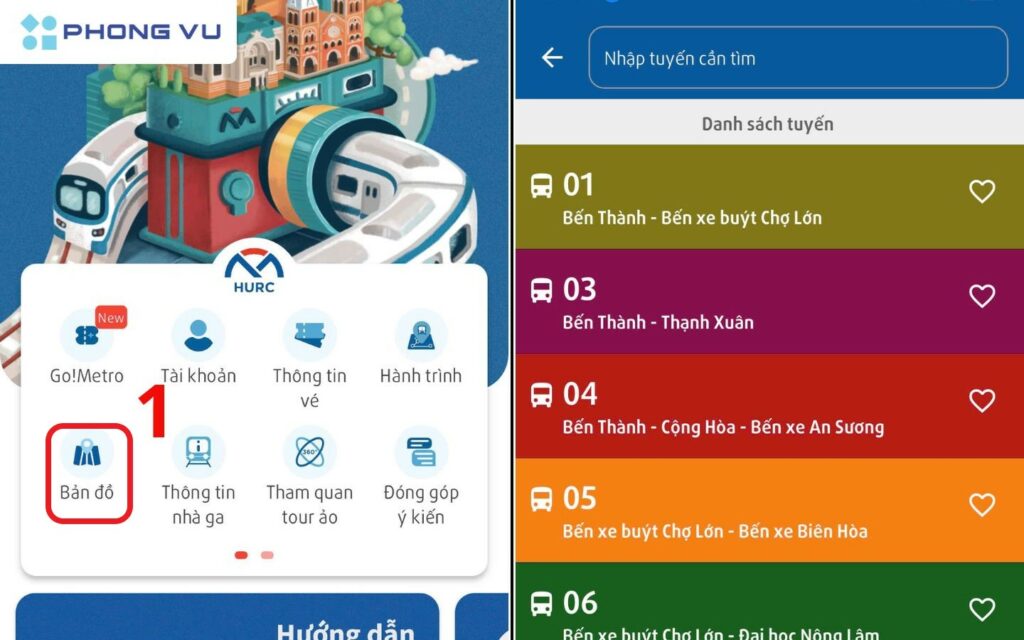 Tra cứu đường đi đến gas Metro số 1 qua mục Bản Đồ