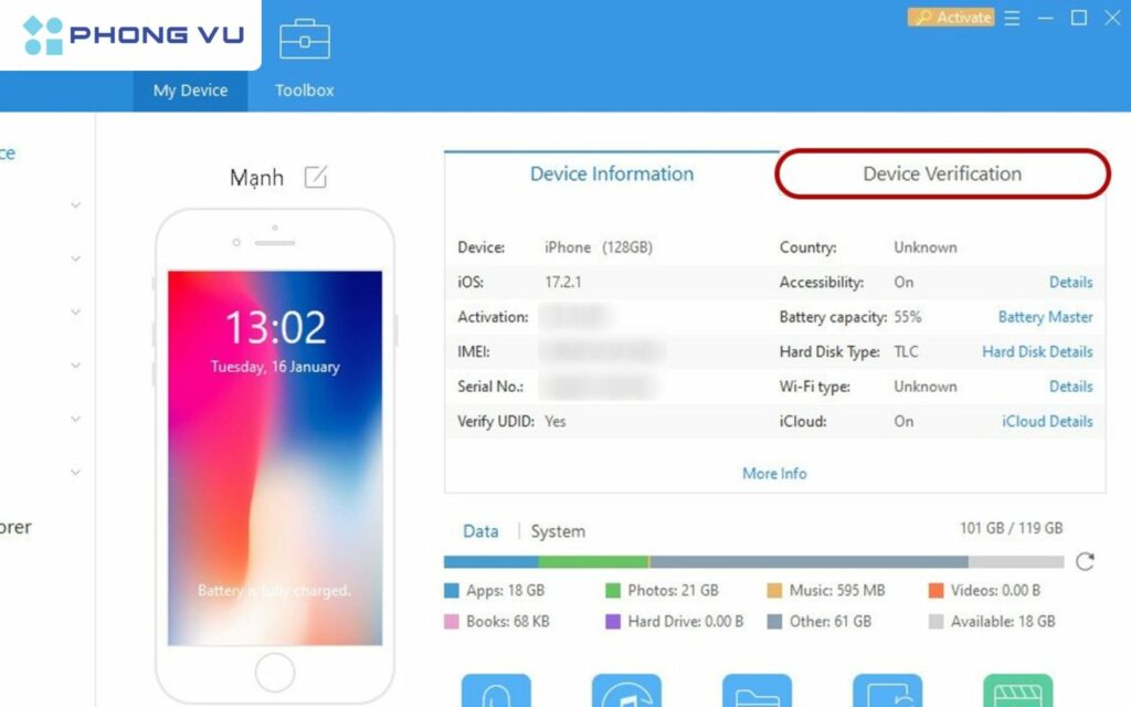 Chọn Device Verification