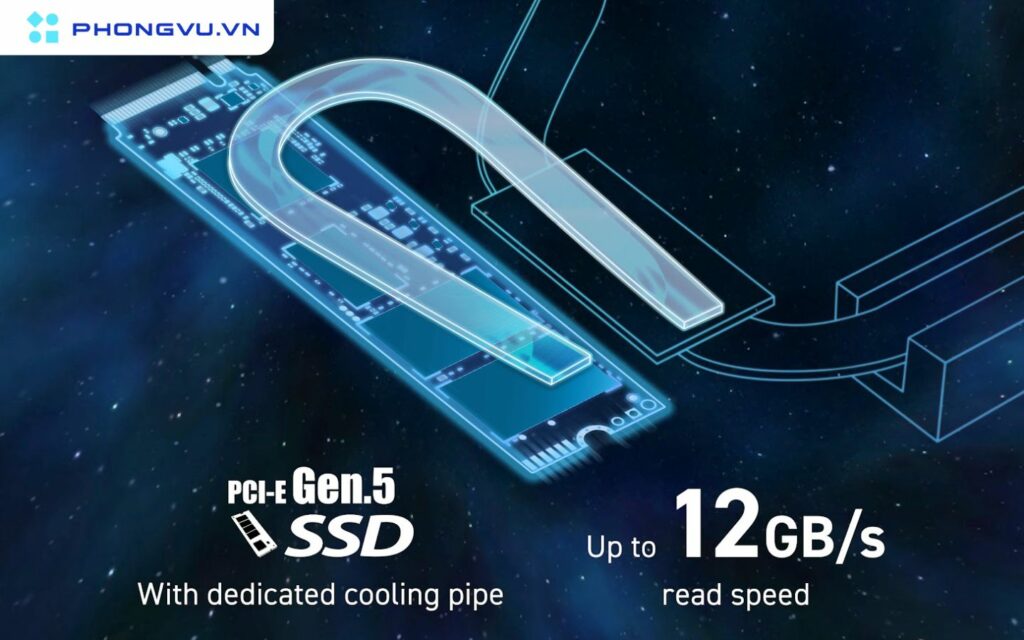 Cải tiến này giúp giảm nhiệt độ hoạt động của ổ SSD PCIe Gen 5 lên đến 10°C, đảm bảo hoạt động ổn định
