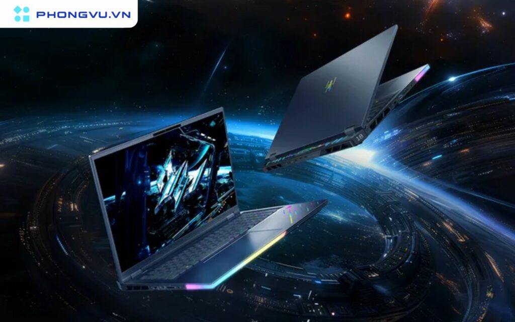 Predator Helios 18 AI được trang bị màn hình Mini LED kép, cho phép người dùng chuyển đổi linh hoạt giữa độ phân giải 4K ở tần số quét 120Hz hoặc 1080p ở tần số quét 240Hz