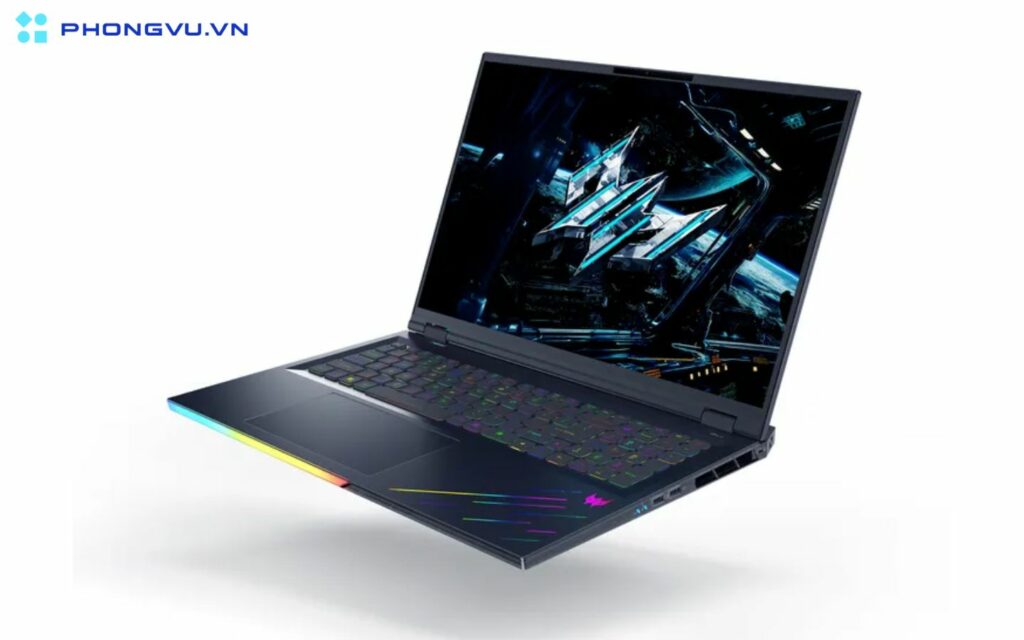 Predator Helios 18 AI sở hữu thiết kế hầm hố đặc trưng của dòng laptop gaming Predator