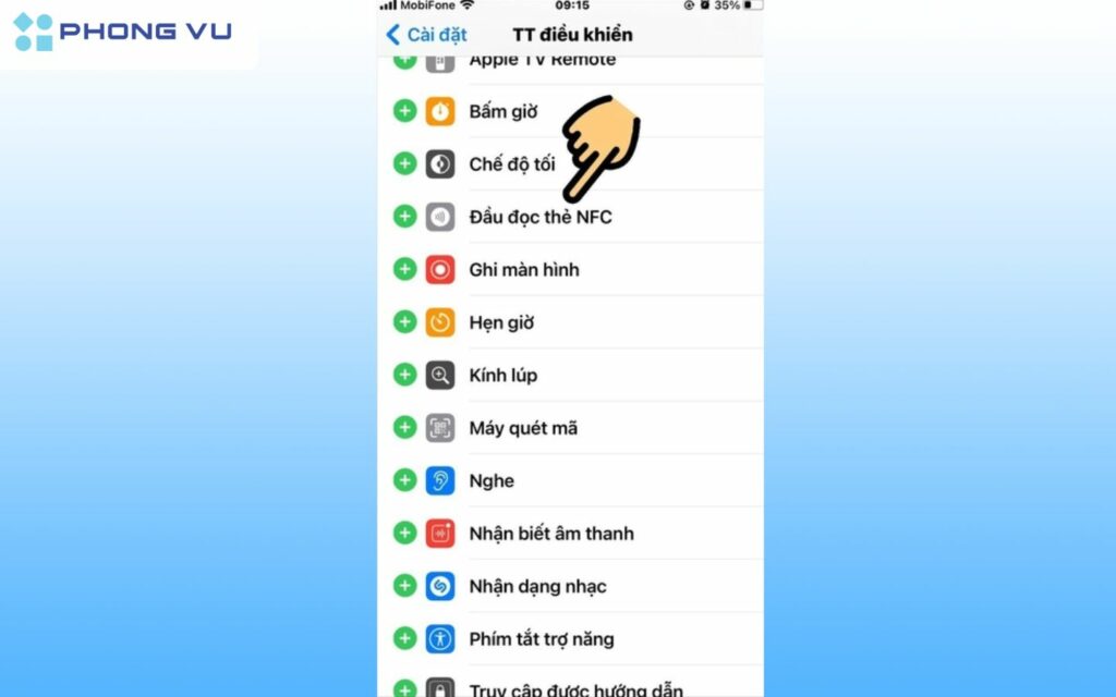 Chọn mục Đầu đọc thẻ NFC.
