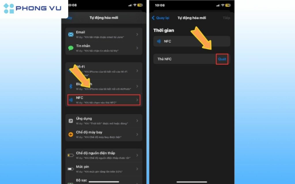  Chọn NFC từ danh sách.