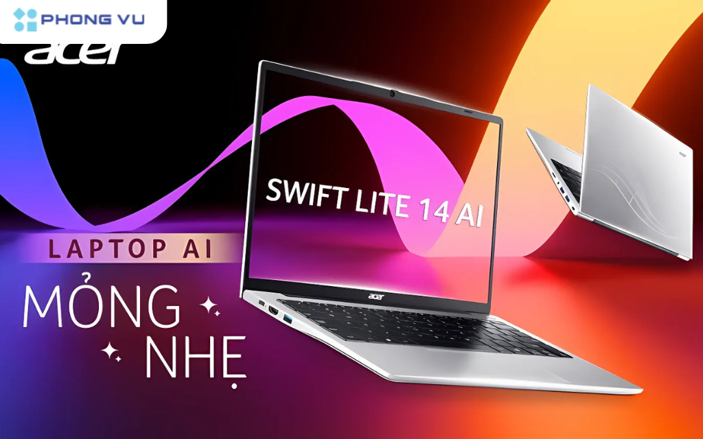 Acer Swift Lite 14 AI là chiếc laptop mỏng nhẹ thuộc phân khúc tầm trung, hướng đến người dùng là học sinh, sinh viên và nhân viên văn phòng