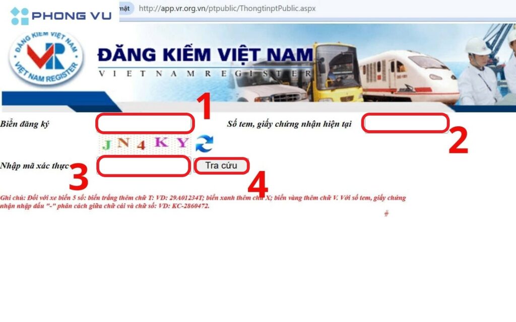 Hướng dẫn tra cứu biển số xe ô tô trên trang Đăng kiểm Việt Nam