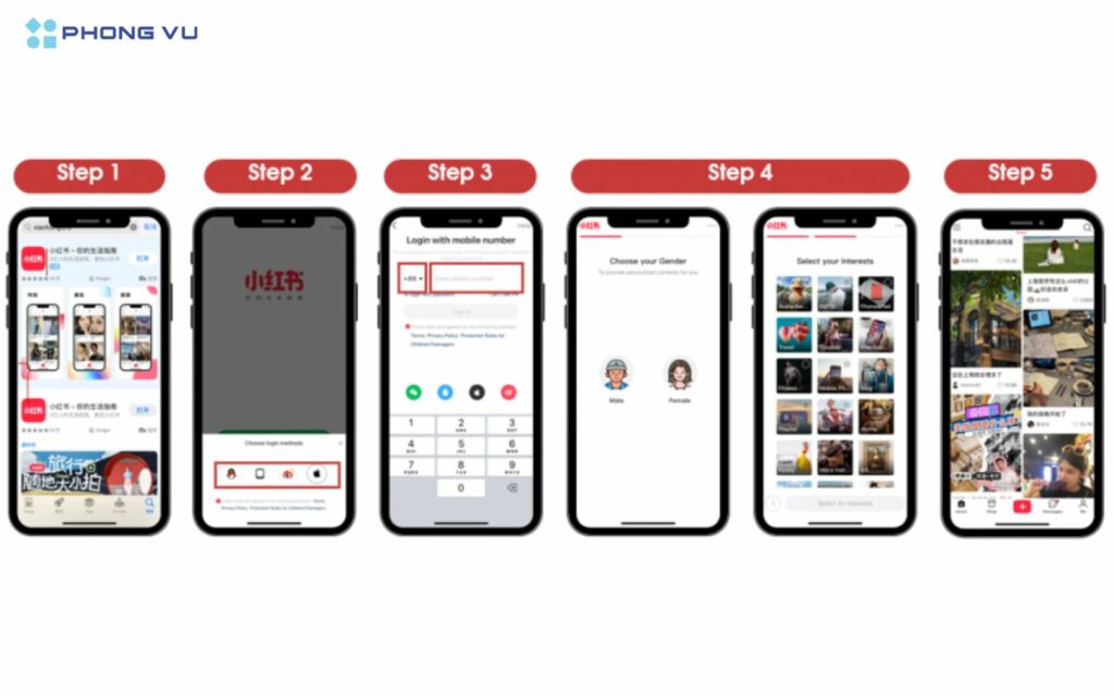 RedNote là gì? Cách tải, sử dụng mạng xã hội RedNote cực dễ 4 Các bước đăng ký tài khoản RedNote chi tiết