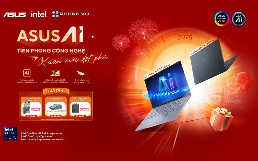 ASUS phối hợp cùng Phong Vũ tổ chức chương trình khuyến mãi "ASUS AI – Tiên phong công nghệ, xuân mới đột phá"