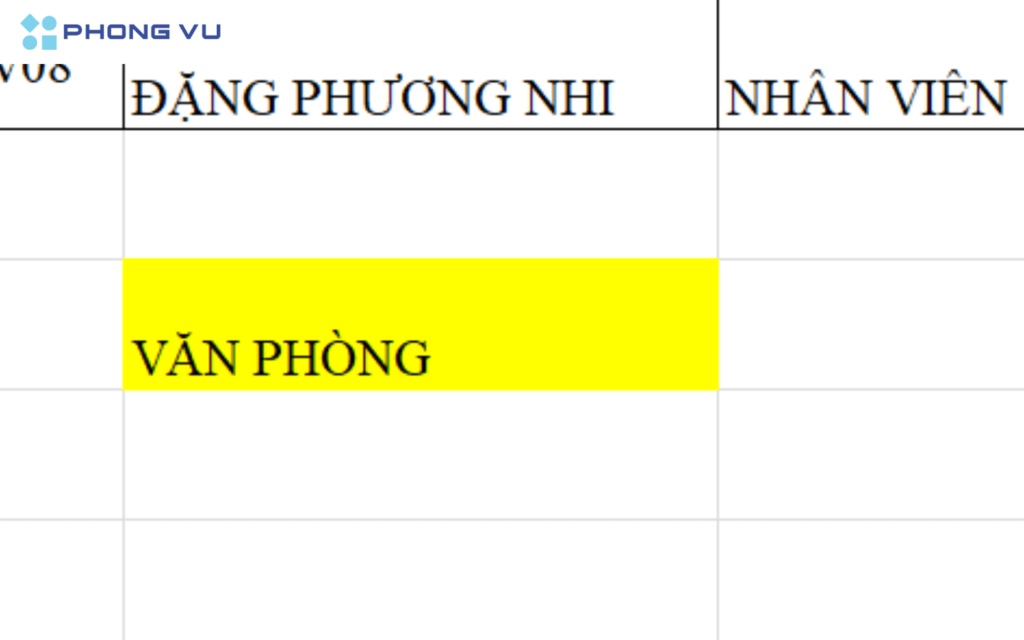 Nhấn Enter và nhận kết quả trả về là VĂN PHÒNG như hình