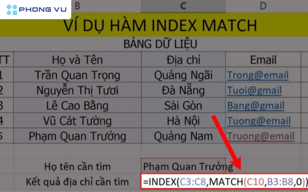 Công thức này sẽ được nhập vào ô tham chiếu mà bạn muốn hiển thị kết quả