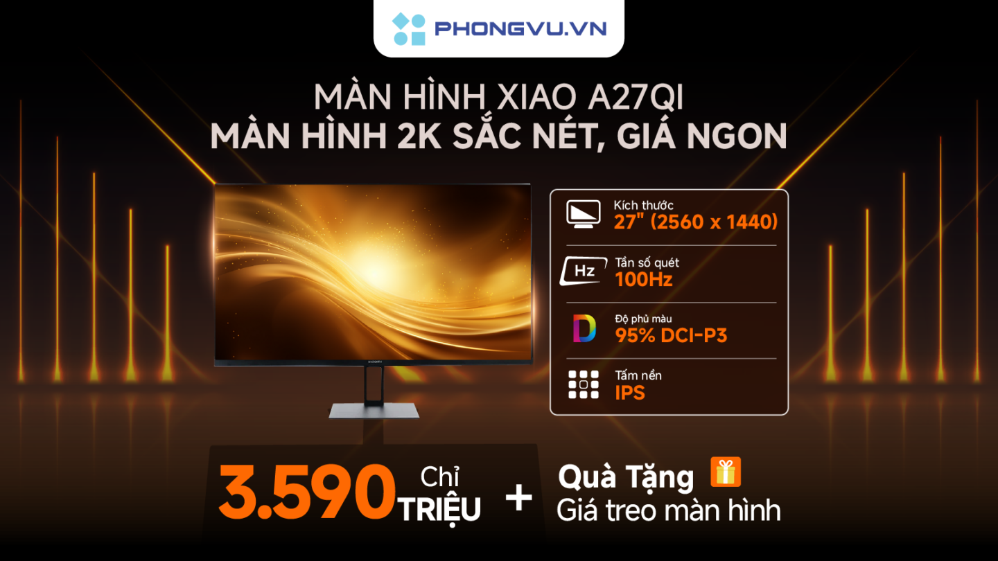 Ưu đãi cực sốc khi mua màn hình Xiaomi A27QI tại Phong Vũ