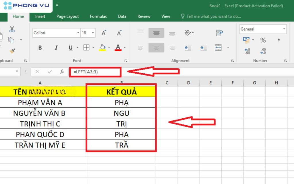 Cách dùng hàm LEFT