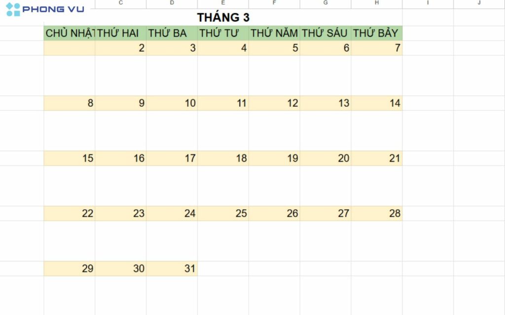 Tô màu và thêm ghi chú vào lịch