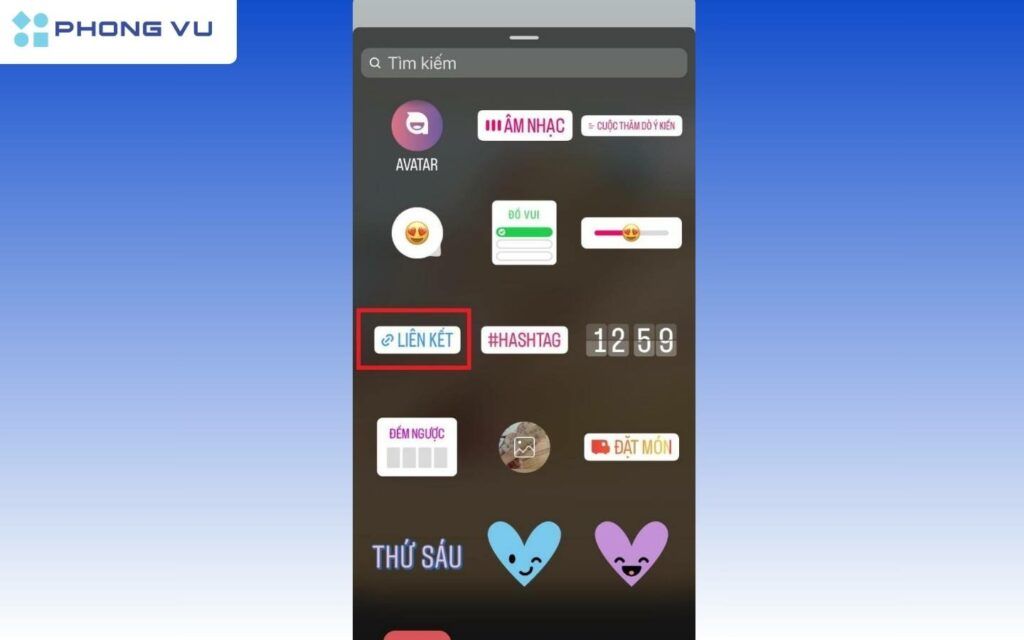 Chọn mục "Liên kết".