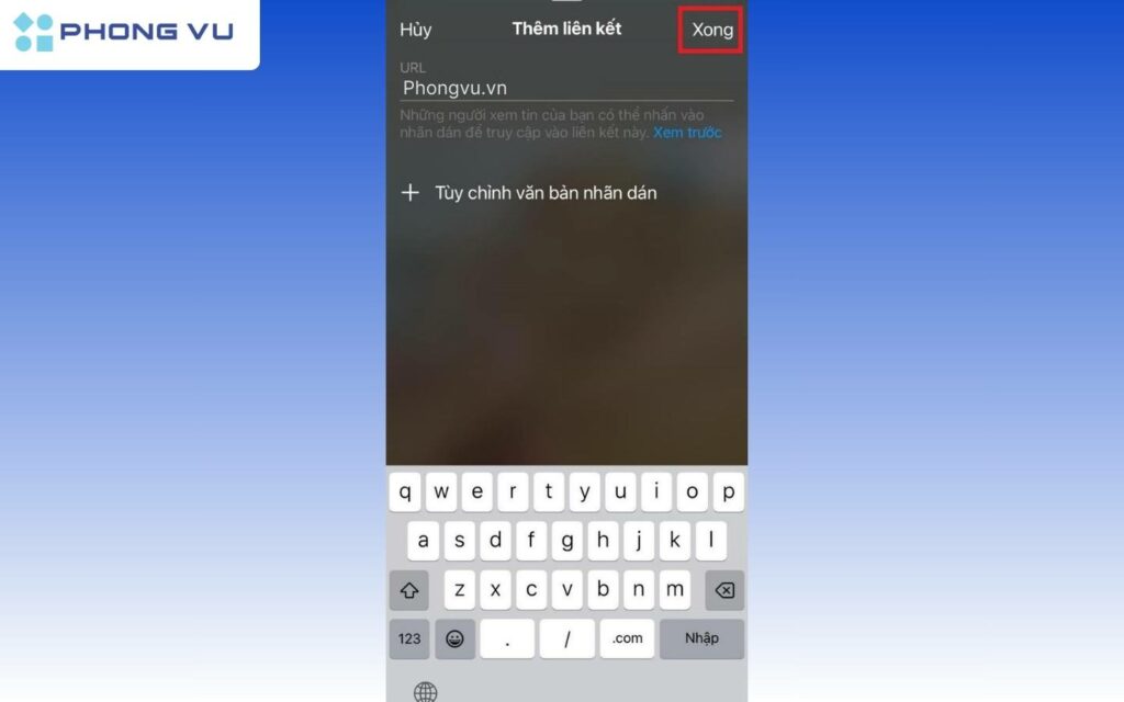 Nhập đường link vào ô URL.