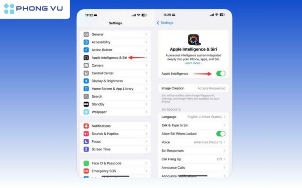 Cách bật, tắt Apple Intelligence.