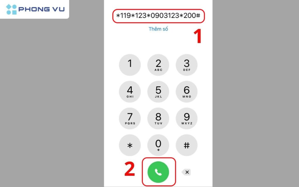 Quay số *119*Mật khẩu*Số điện thoại nhận*Số tiền#