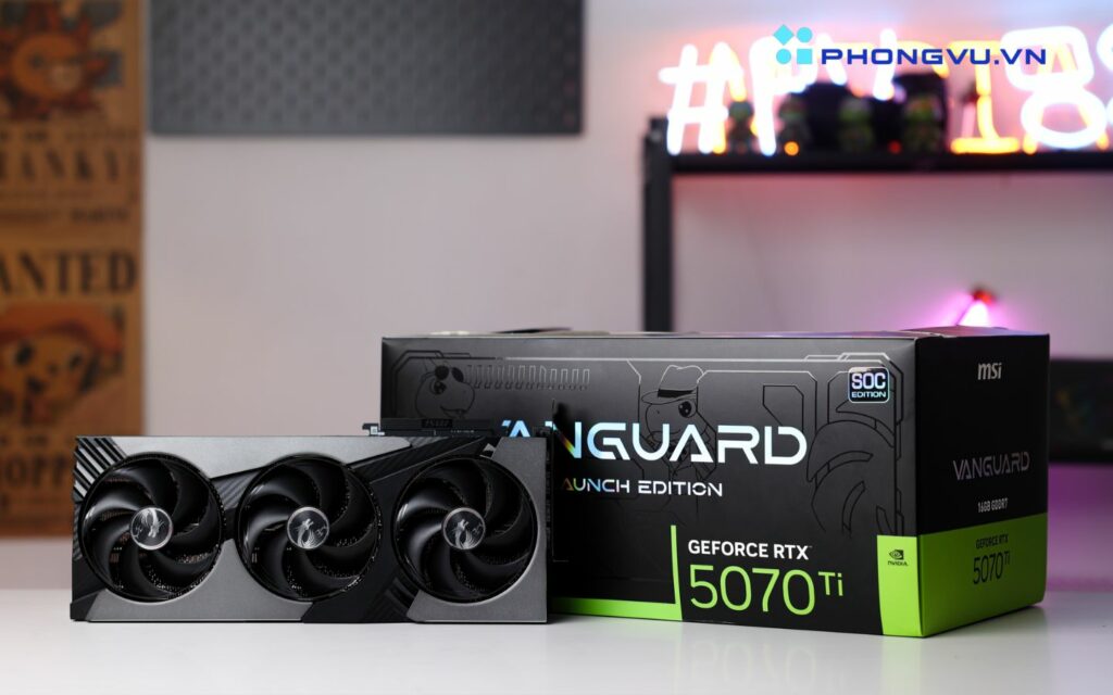 MSI GeForce RTX 5070 Ti 16G VANGUARD SOC là một sản phẩm nổi bật trong dòng card đồ họa RTX 50 series của NVIDIA, được xây dựng trên kiến trúc Blackwell tiên tiến