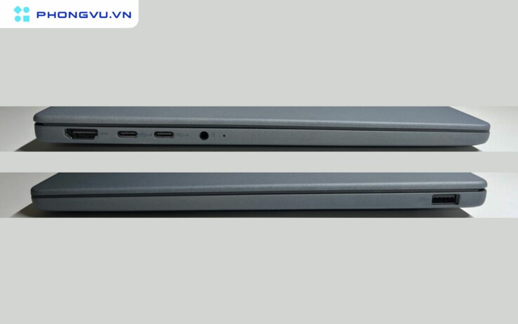 Asus Zenbook A14 được trang bị khá đầy đủ các cổng kết nối cần thiết cho công việc và giải trí