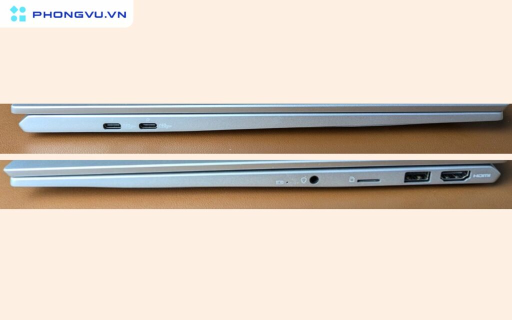 MSI Prestige A16 AI+ được trang bị đầy đủ các cổng kết nối cần thiết