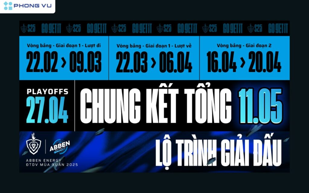 Lộ trình của giải đấu ĐTDV Mùa Xuân 2025