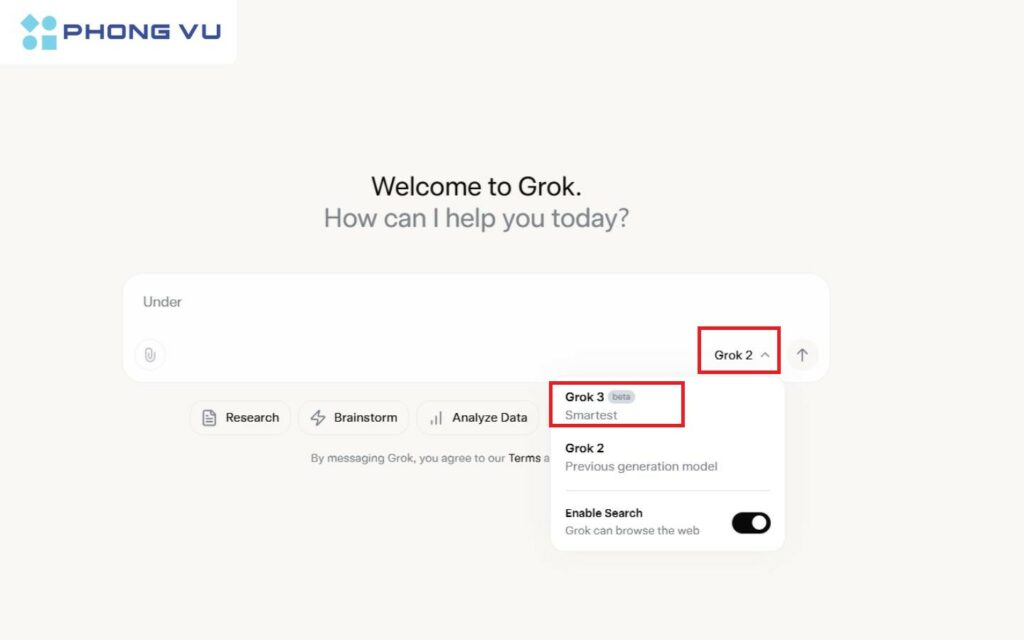 Truy cập trực tiếp trên web Grok