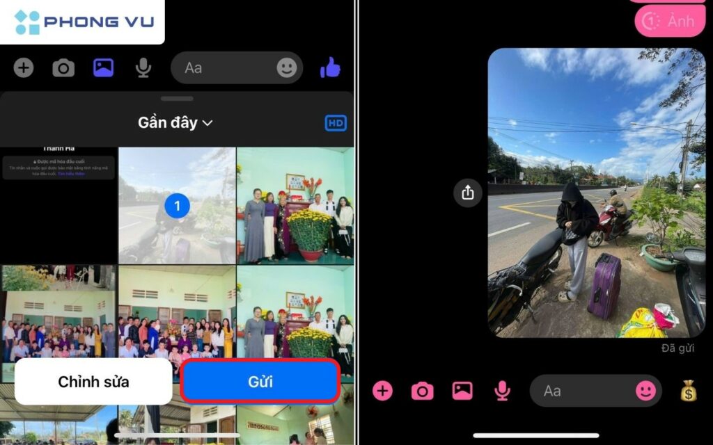 Gửi ảnh ở chế độ thường chính là đang tắt tính năng gửi ảnh chỉ xem một lần trên Messenger