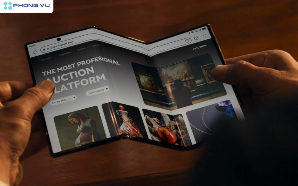 Thiết kế gập ba của Huawei Mate XT được đánh giá là rất chắc chắn nhờ 2 bản lề cố định