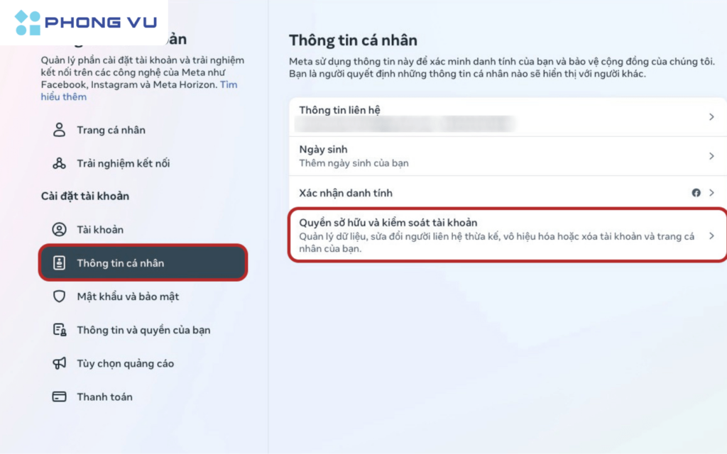 Quyền sở hữu và kiểm soát tài khoản