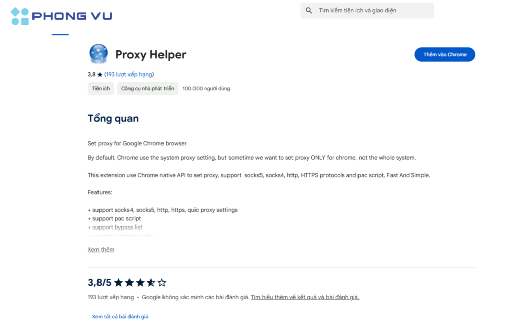 Cài đặt Extension Proxy Helper