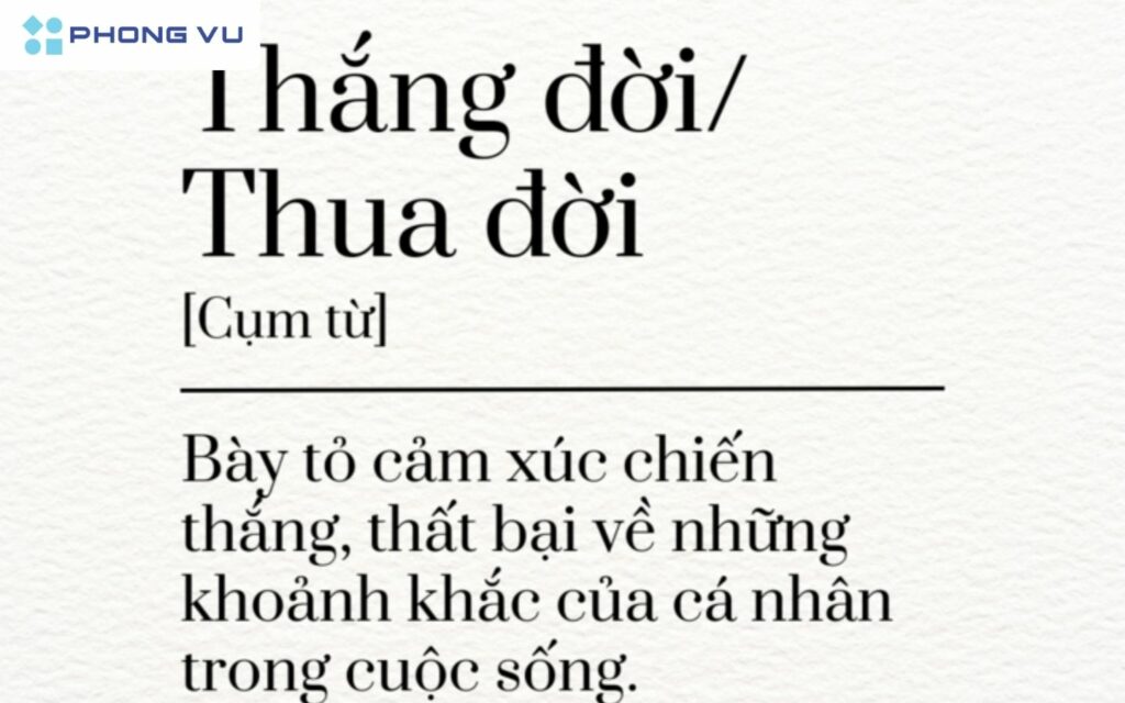Thắng đời và thua đời cụm từ trend để bày tỏ cảm xúc của bạn đối với sự việc nào đó