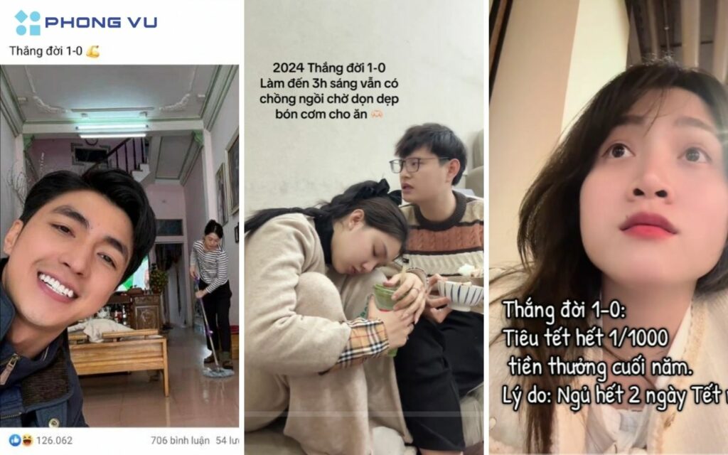 Trend Thắng đời 1 - 0 bắt nguồn từ các bài đăng trên Tiktok