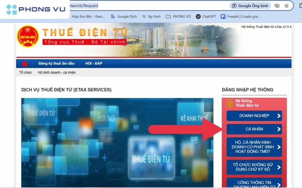 Chọn mục "Cá nhân"
