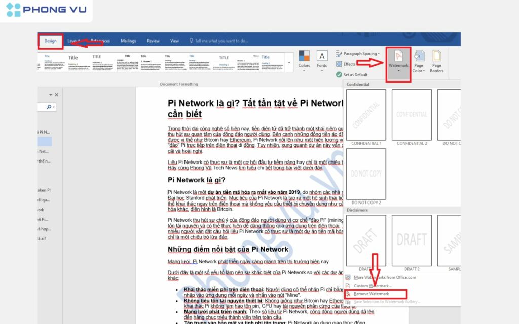 Cách xóa Watermark đơn giản trong Word