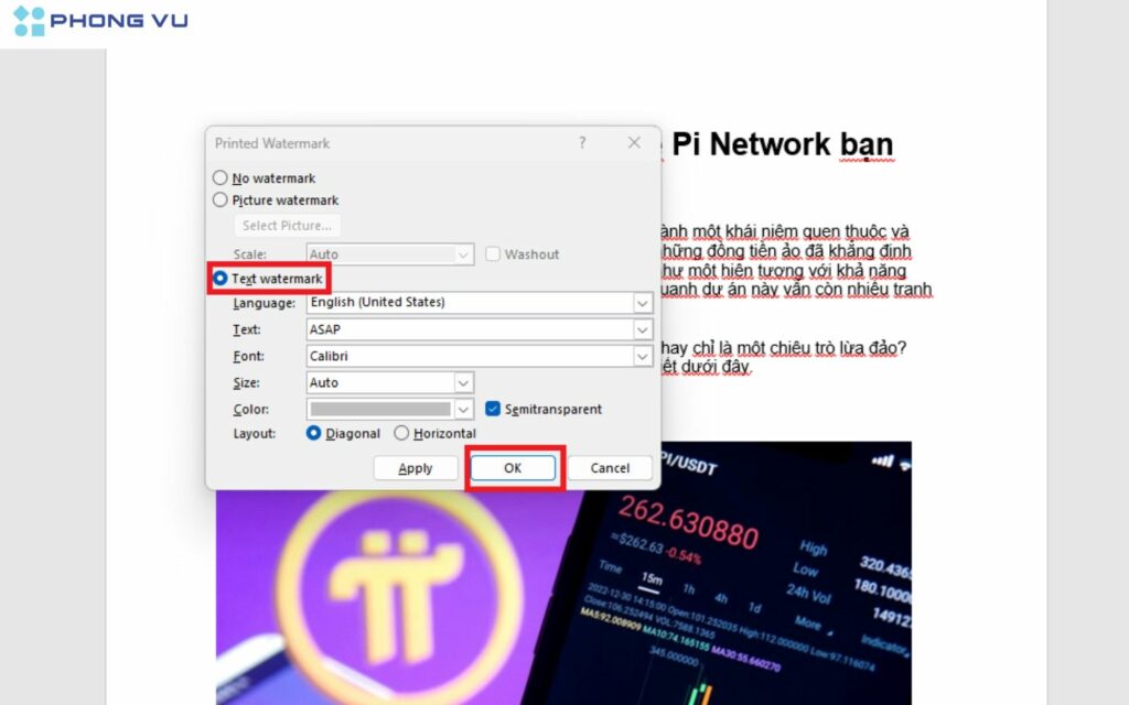Chọn các mục theo hướng dẫn
