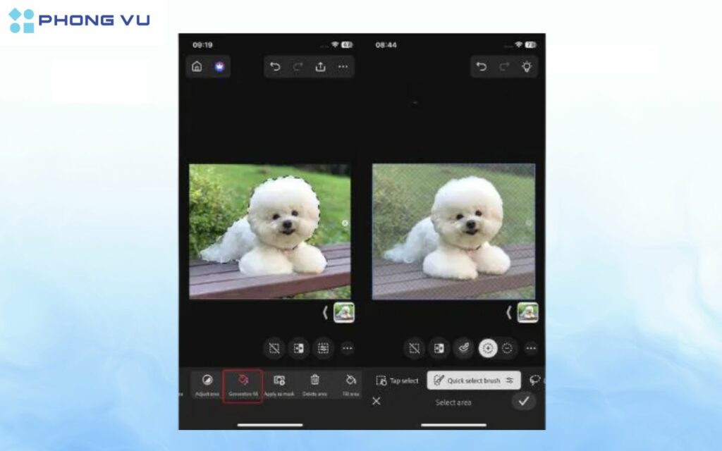 Dùng công cụ Select area để khoanh vùng chủ thể.
