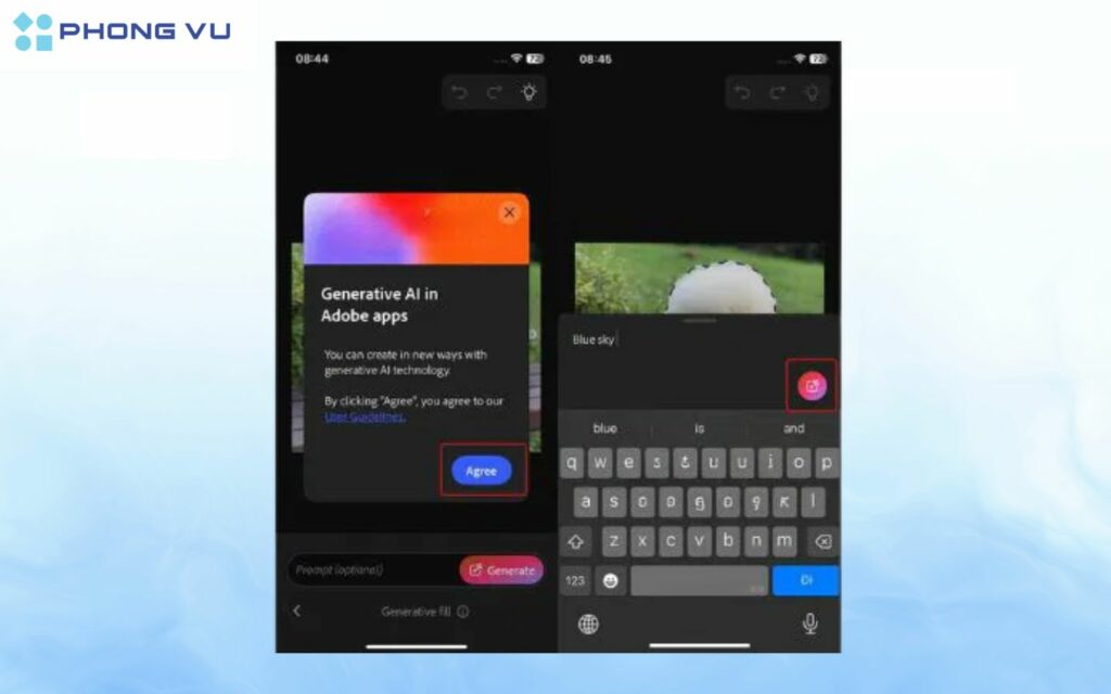 Chọn Generative fill để thay thế chủ thể bằng AI.
